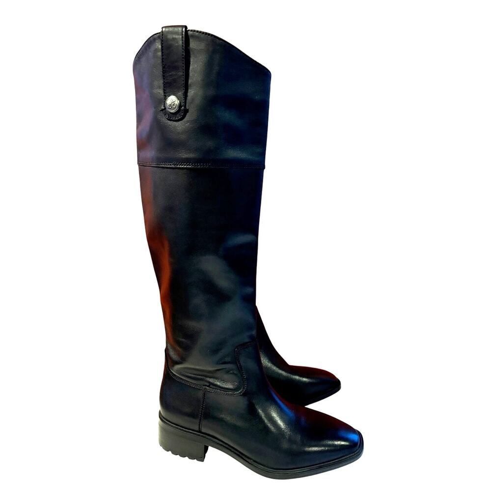 NEW Sam Edelman Drina Riding Style Boots Black Leather Lug Sole RTL $250 SZ 6